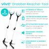 Vive 32" Grabber Reacher Tool (2 Pack) - Foldable Pickup Stick with Rotating Jaw & Sensitive Trigger - Heavy Duty Mobility Grip Hand Aid - Extra Reach Extender Claw for Seniors, Elderly, Handicap view 2
