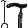 Vive Carbon Fiber Walking Quad Cane with Pivot Base - Weighs Only 11 oz - Self Balancing Lightweight Stick for Women, Men - Non-Slip Rubber Tips - Medical Mobility Aid for Seniors, Adults, Balance view 1