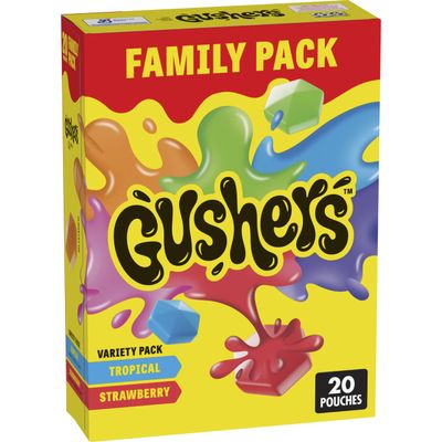 Gushers Fruit Flavored Snacks, Valentine's Day, Tropical and Strawberry, Variety Pack, 20 Ct, 16 oz
