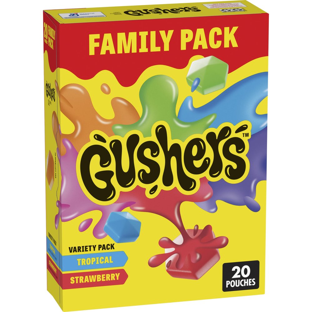 Gushers Fruit Flavored Snacks, Valentine's Day, Tropical and Strawberry, Variety Pack, 20 Ct, 16 oz
