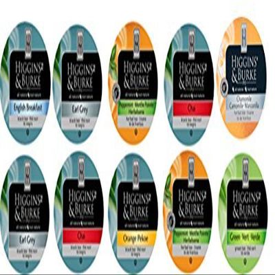 10 Cup Higgins & Burke TEA sampler- 7 original Teas- Peppermint, Chai English Breakfast & Green TEAS