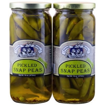 Amish Wedding All Natural Pickled Snap Peas 2 Jars 16 Oz Each