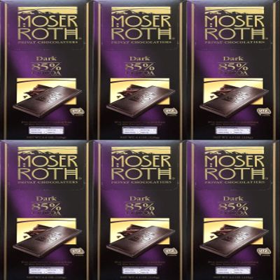 Boxed 6 Pack ~ 85% Cocoa Dark Chocolate ~ Moser Roth Fine German Chocolate Bar (s) ~ With Bonus Sample!