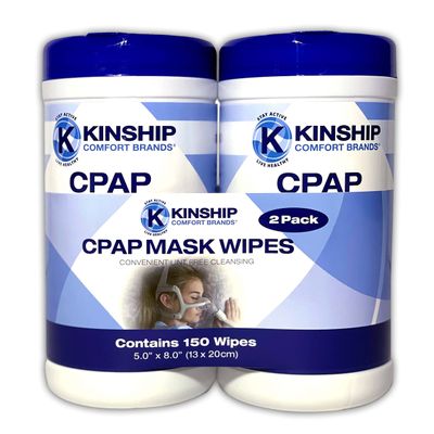 Kinship Comfort Brands CPAP Mask Cleaning Wipes, Unscented and Lint Free Cleanser to Clean Filters, Tubes and BIPAP Machines, 150 Count Total, 2 Canisters