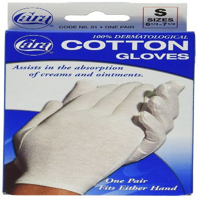Cara 100% Dermatological Cotton Gloves Small 1 Pair (Pack of 4)