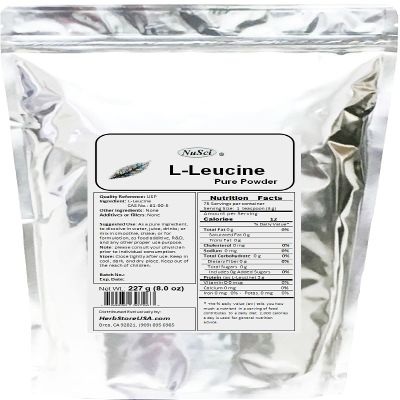 NuSci L-Leucine Pure Powder Leucine BCAA complies with USP Quality Standard (227 Grams (8.0 oz))
