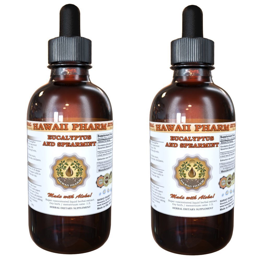 Eucalyptus and Spearmint Liquid Extract, Organic Eucalyptus (Eucalyptus globulus) and Spearmint (Mentha spicata) Tincture Supplement 2x4 oz