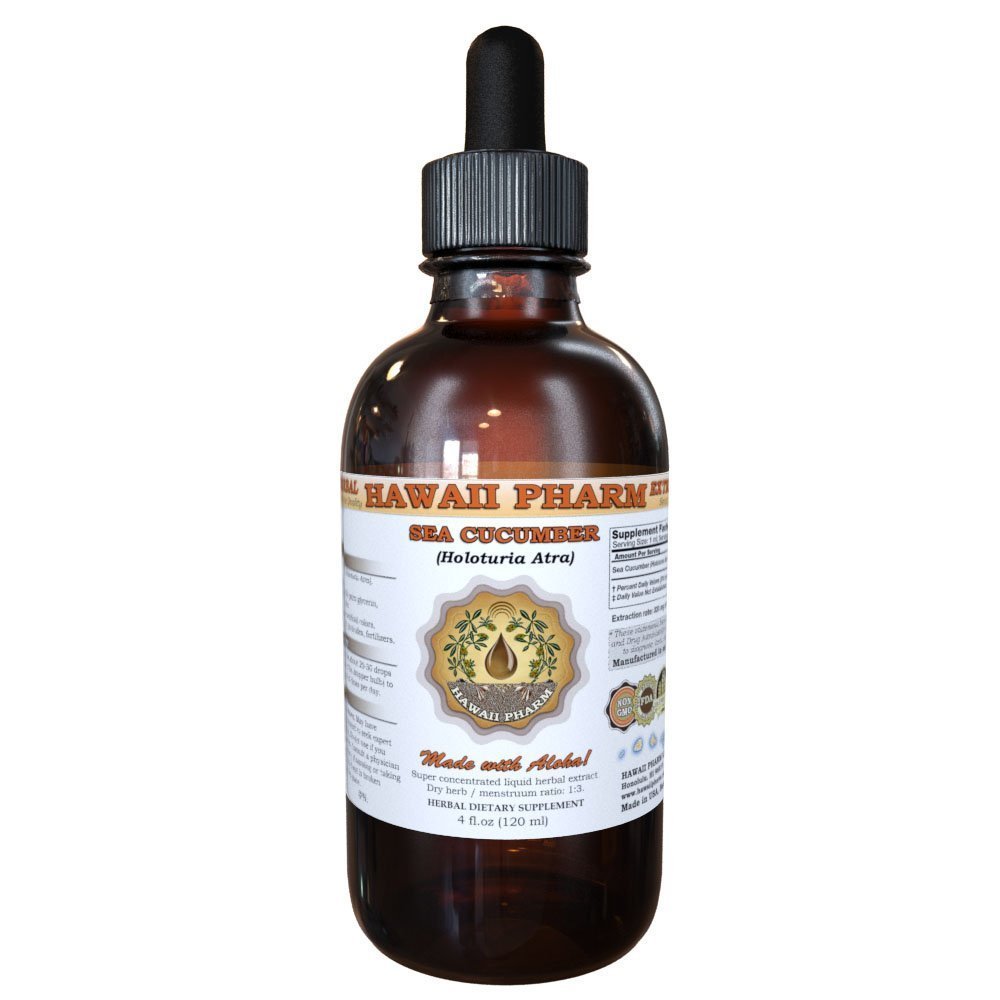 Sea Cucumber Liquid Extract, Sea Cucumber (Holoturia Atra) Tincture, Herbal Supplement, Hawaii Pharm, Made in USA, 2 fl.oz