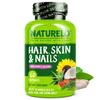 NATURELO Hair, Skin and Nails Vitamins - 5000 mcg Biotin, Collagen, Natural Vitamin E - Supplement for Healthy Skin, Hair Growth for Women and Men  60 Capsules view 1