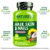 NATURELO Hair, Skin and Nails Vitamins - 5000 mcg Biotin, Collagen, Natural Vitamin E - Supplement for Healthy Skin, Hair Growth for Women and Men  60 Capsules view 2