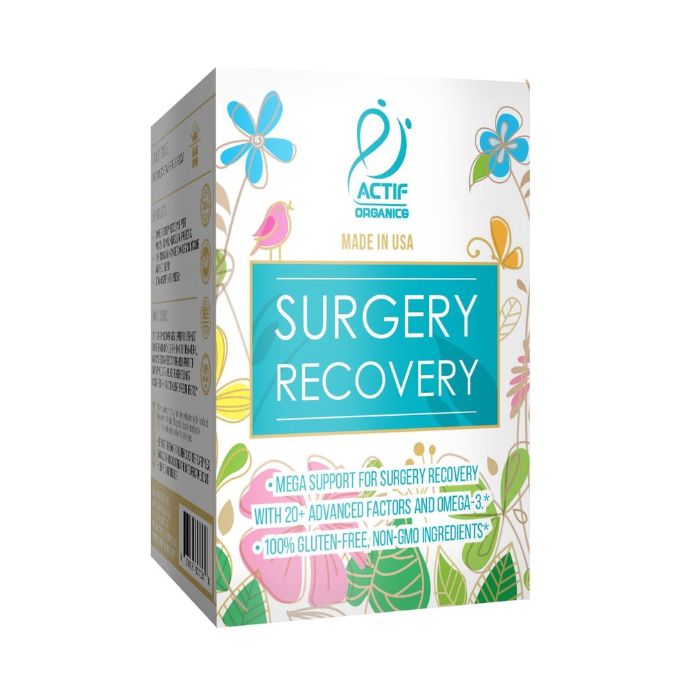 ACTIF Surgery Recovery Supplement with 20+ Advanced Factors and Omega-3 Non GMO, Made in USA, 90 Count Double Chlorella Factor + Zinc