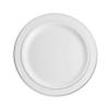 100 Silver Plastic Plates Set, 50 Pcs 10.25 Inch Dinner and 50 Pcs 7.5 Inch Plastic Dessert Plates, Elegant Fancy Heavy Duty Disposable Plates for Party, Wedding, White with Silver Rim view 2