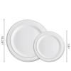 100 Silver Plastic Plates Set, 50 Pcs 10.25 Inch Dinner and 50 Pcs 7.5 Inch Plastic Dessert Plates, Elegant Fancy Heavy Duty Disposable Plates for Party, Wedding, White with Silver Rim view 3