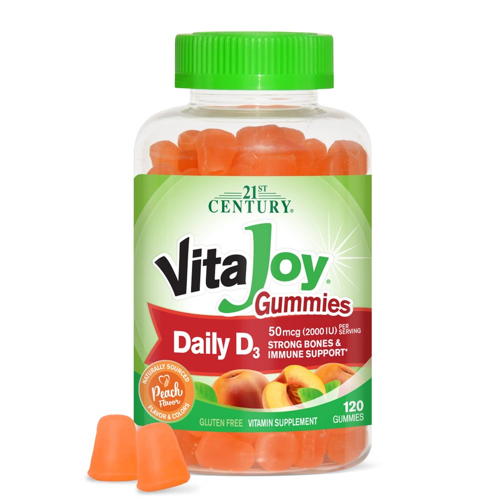 21st Century VitaJoy Daily Vitamin D3 50 mcg (2,000 IU) Gummies, Peach, 120 Count