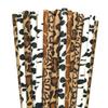 125 pcs Mixed Safari Party Paper Straws, Black Cow Zebra Brown Cheetah Giraffe Leopard Animal Print Paper Drinking Straws Bulk, Jungle BBQ Birthday Cake Pop Sticks view 4