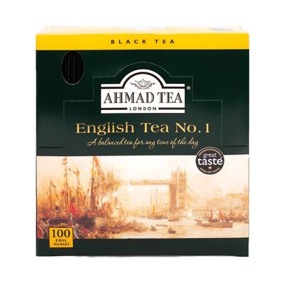Ahmad Tea Black Tea, English Tea No. 1 Foil Enveloped Teabags, 100 ct - Caffeinated and Sugar-Free