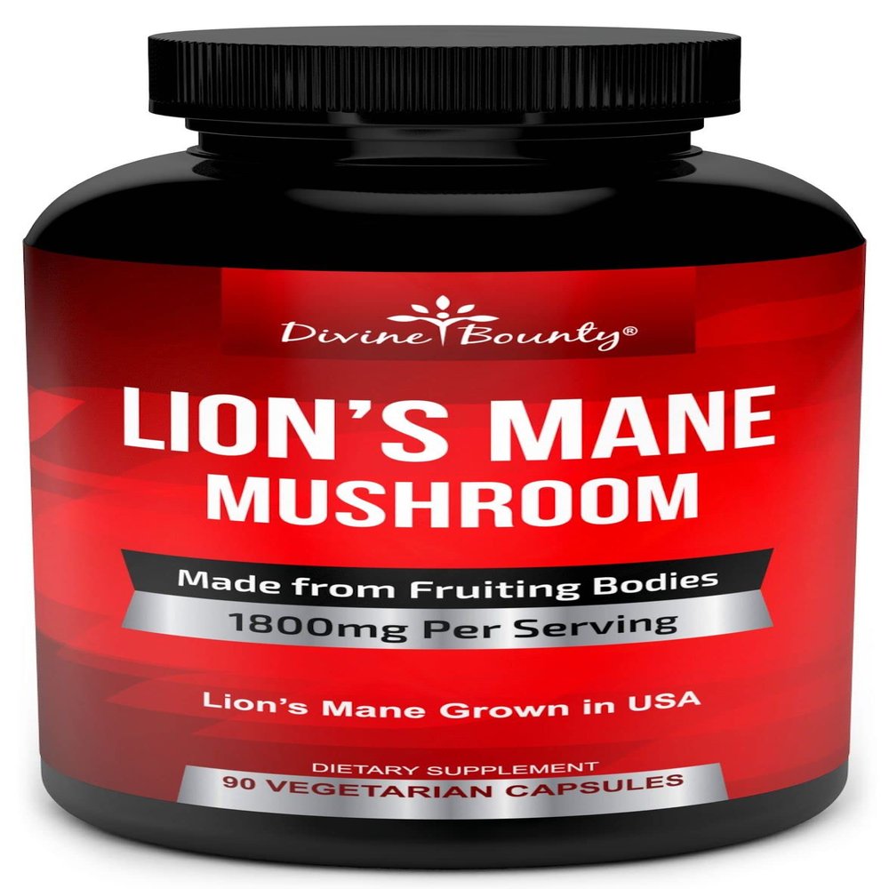 Organic Lions Mane Mushroom Capsules - 1800mg Strongest Lion's Mane Mushroom Supplement - Non-GMO Lions Mane Extract Powder - Nootropic Brain Supplement - Brain & Immune Support - 90 Vegetarian Caps