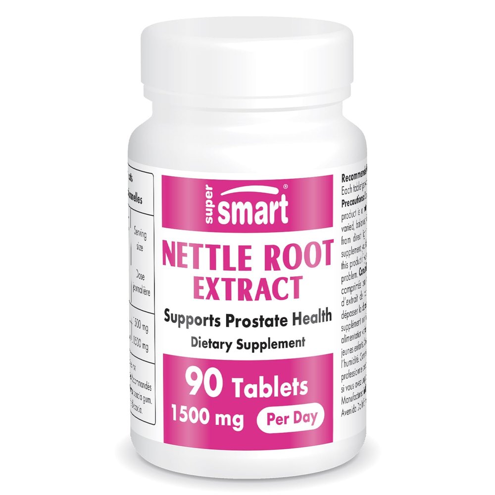 Supersmart - Nettle Root Extract 1500 mg Per Day - Extract of Stinging Nettle Root - Support Healthy Urinary Tract - Prostate Supplements for Men | Non-GMO - 90 Tablets.