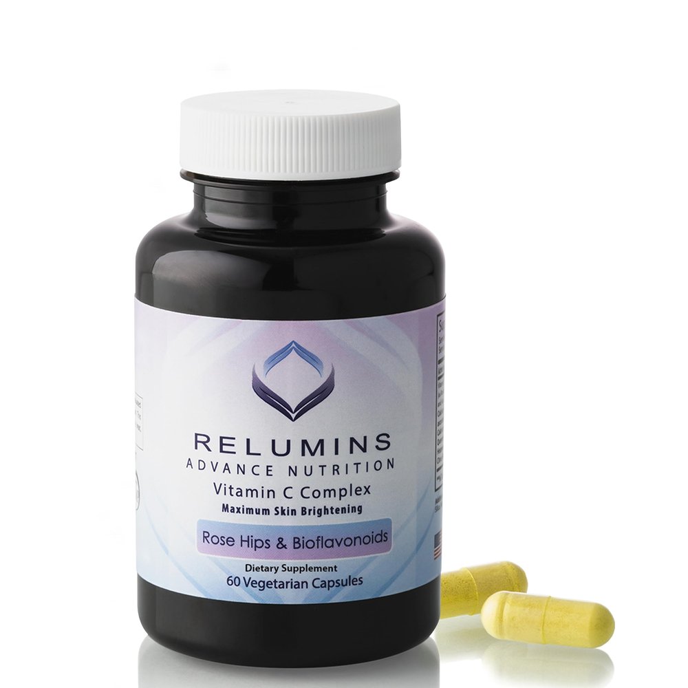 Relumins Advanced Vitamin C Supplement with Rose HIPS - 1000mg of Vitamin C, Self-Care Immune Support & Collagen Production, Made in USA - 180 Capsules (30-Day Supply)