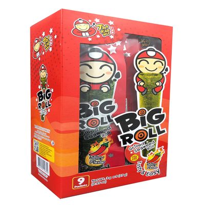 Tao Kae Noi Big Roll Crispy Grilled Seaweed Roll Spicy Flavour 9 Packets Per Box - 3 Boxes