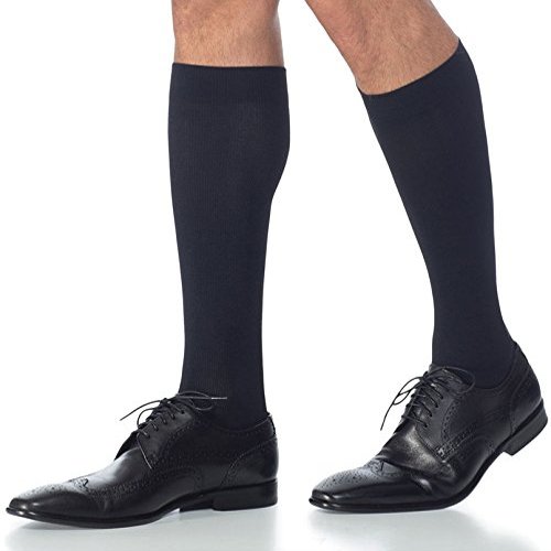 Sigvaris Midtown Microfiber 823CSSM99-S 30-40 mmHg Midtown Microfiber Mens Closed Toe Calf Highs with Silcone Beaded Grip-Top, Black, Small and Short