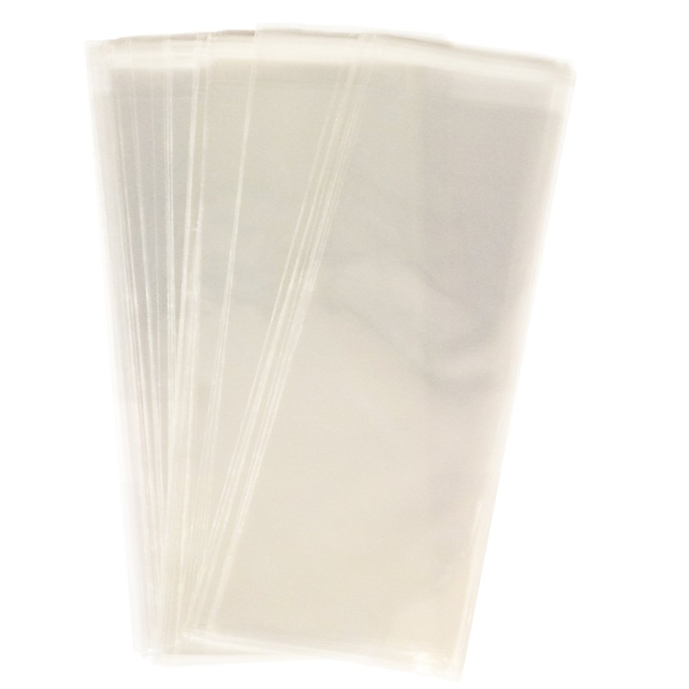 3" x 11'' inches Extra Long Food Safe Adhesive Self-Sealing Resealable Clear Plastic Flat Cello Wrap Cellophane Party Favor Goody Candle Cookie Candy Pretzel Sticks Gift Treat Bags 100pcs