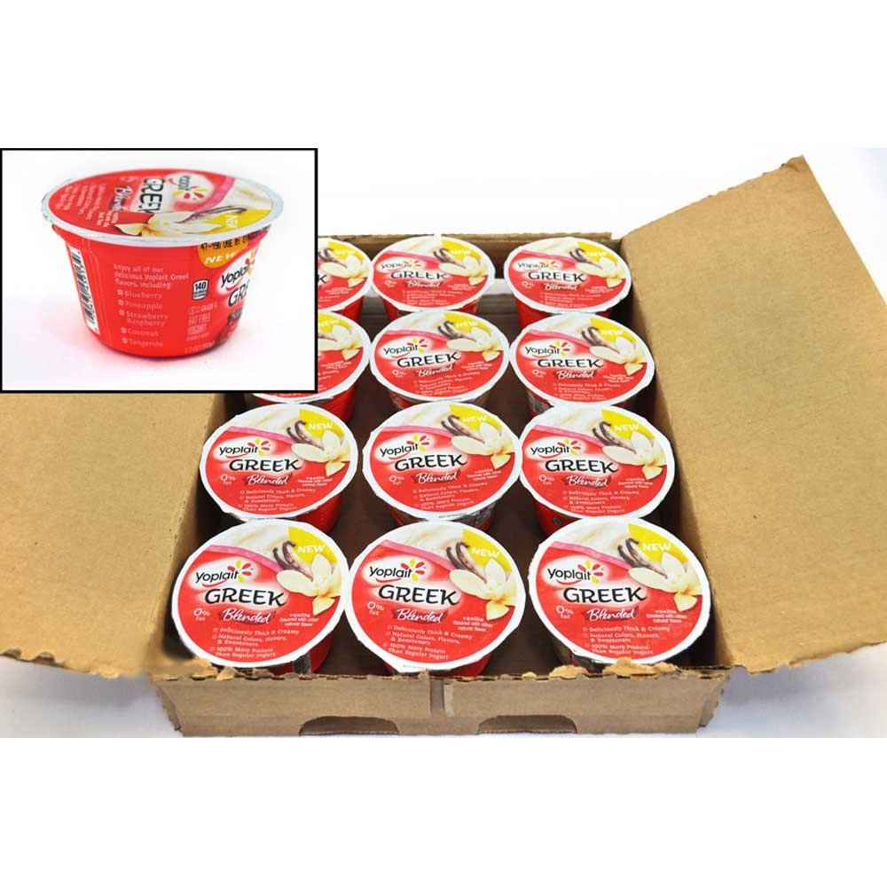 Yoplait Greek Blended Vanilla Yogurt, 5.3 Ounce -- 12 per case.