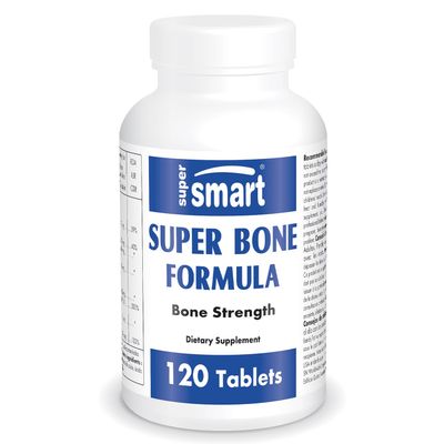 Supersmart - Super Bone Formula - with Calcium, Magnesium, Vitamin D3 & Strontium | Non-GMO & Gluten Free - 120 Tablets