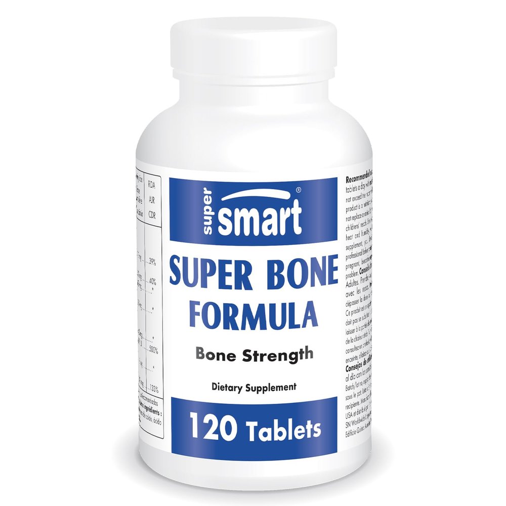 Supersmart - Super Bone Formula - with Calcium, Magnesium, Vitamin D3 & Strontium | Non-GMO & Gluten Free - 120 Tablets