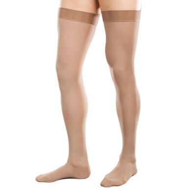 Ease Opaque Men's Thigh Highs with Firm (30-40mmHg) Compression (XL Long, Khaki)
