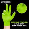 GLOVEWORKS HD Green Nitrile Industrial Disposable Gloves, 8 Mil, Latex-Free, Raised Diamond Texture, XX-Large, Box of 100 view 4