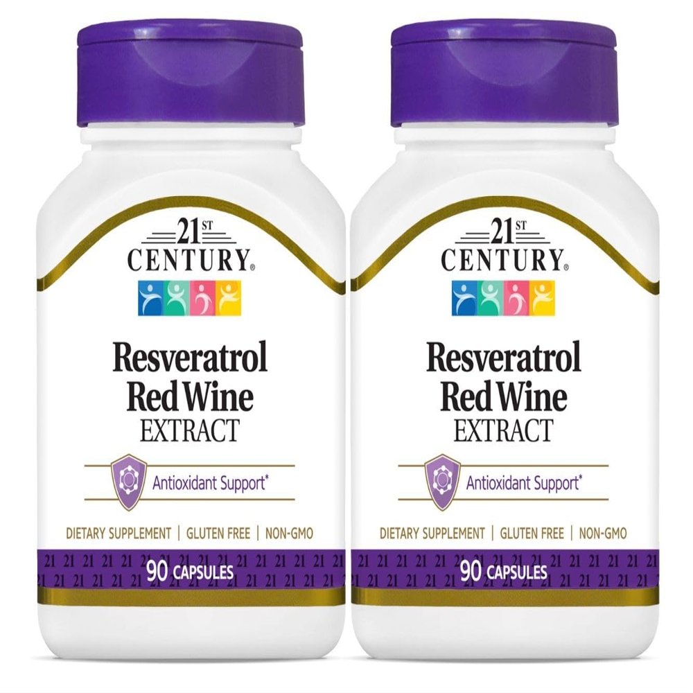 21st Century, Resveratrol Red Wine Extract, 90 Capsules - 2pc
