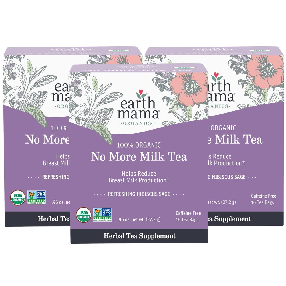 Earth Mama Organic No More Milk Tea | Reduce Breast Milk Production, Stop Breastfeeding & Wean Lactation, Postpartum Essentials for New Moms | 48 Teabags | Caffeine Free & Non-GMO