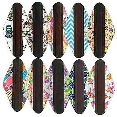10PCS 14 Inch Overnight Cloth Reusable Washable Menstrual Pads Sanitary Pads