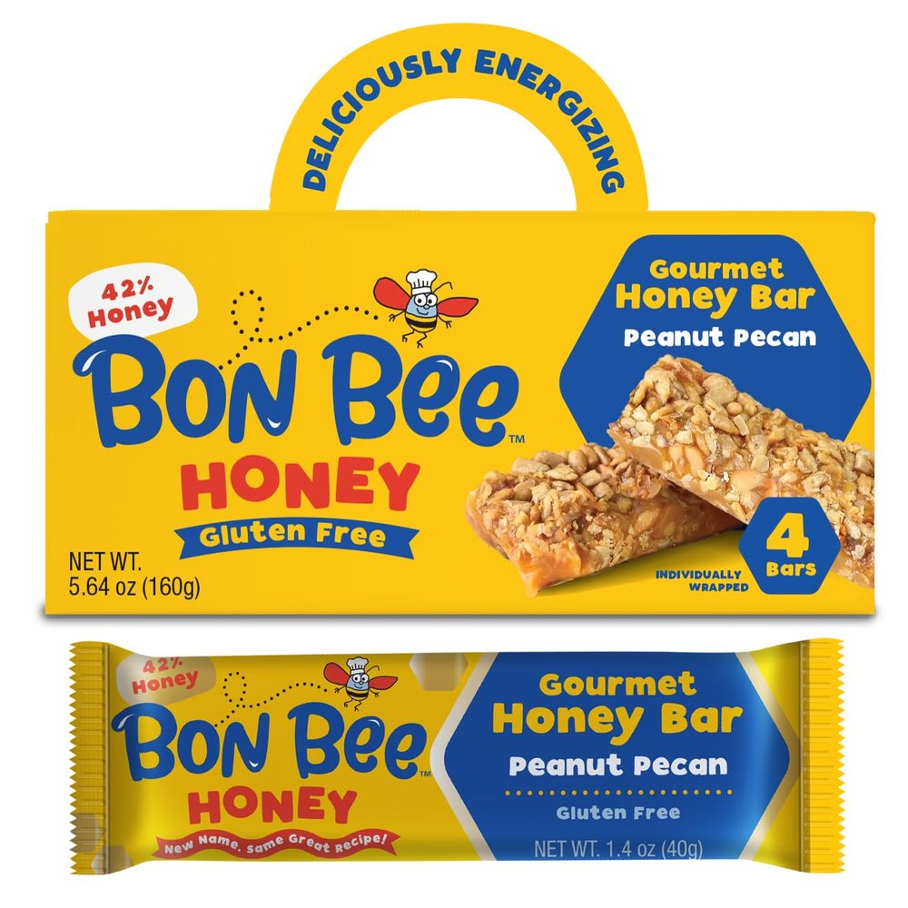 BON BEE Honey Bunchies All Natural Honey Bar - Natural Breakfast & Nutrition Bars for Healthy Energy & Fuel - Variety of Delicious Highlights & Perfectly Balanced, 4-1.4oz Bars