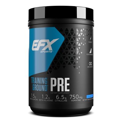 EFX Sports Training Ground Pre Workout Powder | Energy & Muscle Pumps | with Hydromax Glycerol, Citrulline, Beta Alanine | 300mg Caffeine | 20 Servings (Blueberry)