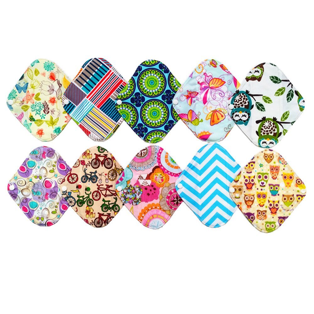 10 Pieces 8 Inch Light Mama Cloth/Menstrual Pads/Reusable Sanitary Pads Panty Liner
