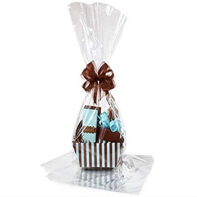 10 Pack Flat Large 18 in X 30 in Clear Cellophane Bags Gift Basket Bags Cello Gift Bags