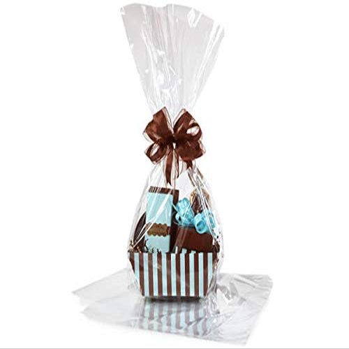 10 Pack Flat Large 18 in X 30 in Clear Cellophane Bags Gift Basket Bags Cello Gift Bags