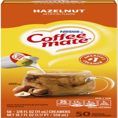 Nestle Coffee-Mate Hazelnut Creamer, 0.375oz, 50/Box