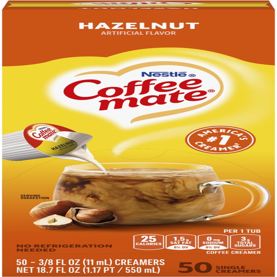 Nestle Coffee-Mate Hazelnut Creamer, 0.375oz, 50/Box