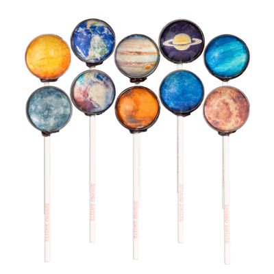 Sparko Sweets Galaxy Lollipops, Planet Designs, Juicy Cherry Flavor, 10 Lollipop Set, 2 lbs, Gift Pack, Handcrafted in USA Ideal for Space-Themed Events, Birthdays, and Party Favors