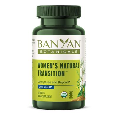 Banyan Botanicals Organic Womens Natural Transition Hot Flash & Night Sweats Relief Cooling Support for Perimenopause & Menopause with Shatavari & Ashwagandha 90 Tablets USDA Organic*