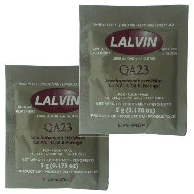 2x Lalvin QA23 White Wine Yeast 5g Sachet 16% Homebrew Wine Making 4.5L-23L