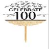 100th Birthday / Anniversary Novelty Burlap Cupcake Decoration Picks -12pack view 1