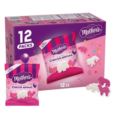 Mother's Original Circus Animal Cookies | Frosted Vanilla Shortbread Cookies with Rainbow Sprinkles | Box of Cookie Snack Packs | 12 Count - 1-oz Pouches | NET WT 12 oz