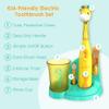 Brusheez Kids Electric Toothbrush Set - Safe & Effective for Ages 3+ - Parent Tested & Approved with Gentle Bristles, 2 Brush Heads, Rinse Cup, 2-Minute Timer, & Storage Base (Jovie The Giraffe) view 3