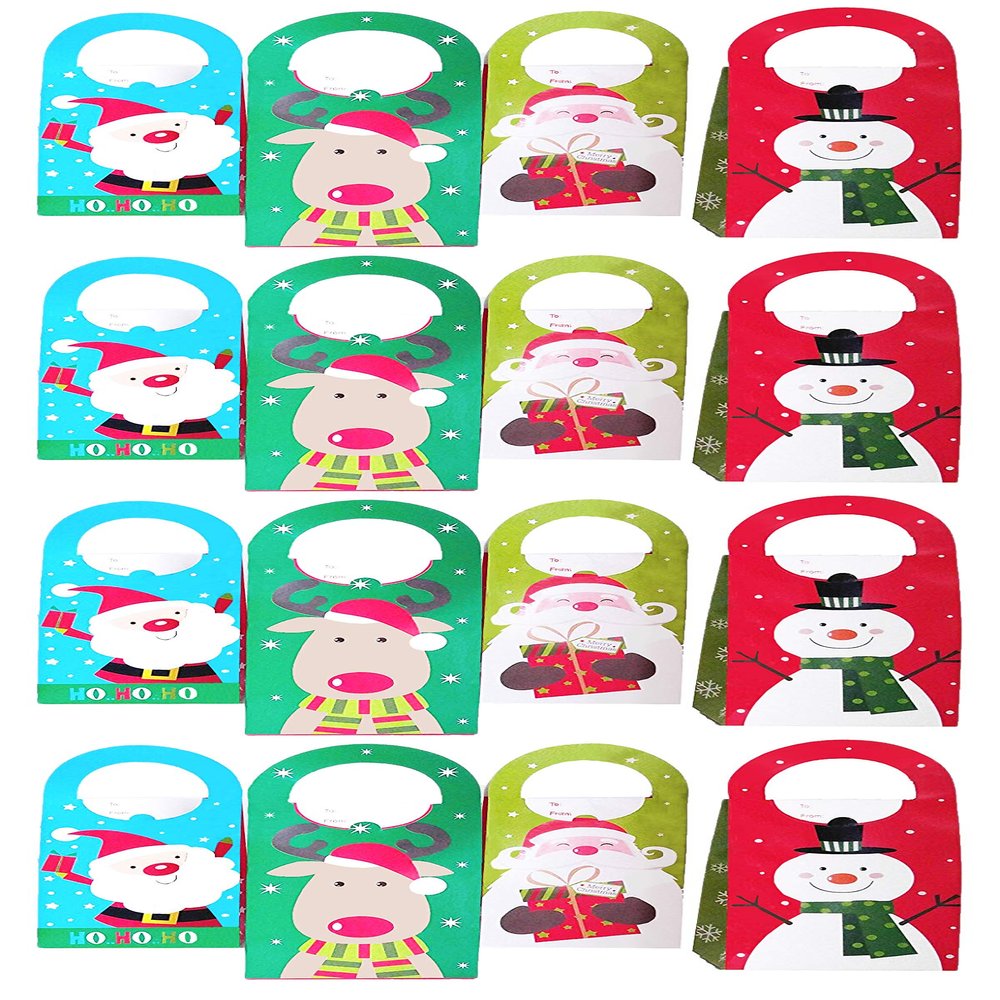 Black Duck Brand Set of 16 Christmas Gift and Snack Boxes in 4 Different Designs - Great for Small Items, Gift Cards, and Even Snacks! (16)