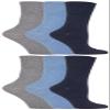IOMI - 6 Pack Women Thin Non Binding Extra Wide Loose Top Cotton Diabetic Socks (5-9 US, Blue LA7) view 1