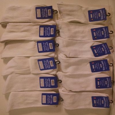 12 Pair Cotton Plus Crew Diabetic Socks Sizes 10-13 White - Men's/Women's